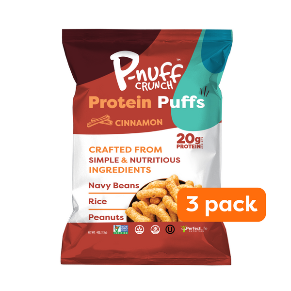 P-nuff Crunch - Baked Peanut Puff Snack - Cinnamon Flavor (Pack of 3)