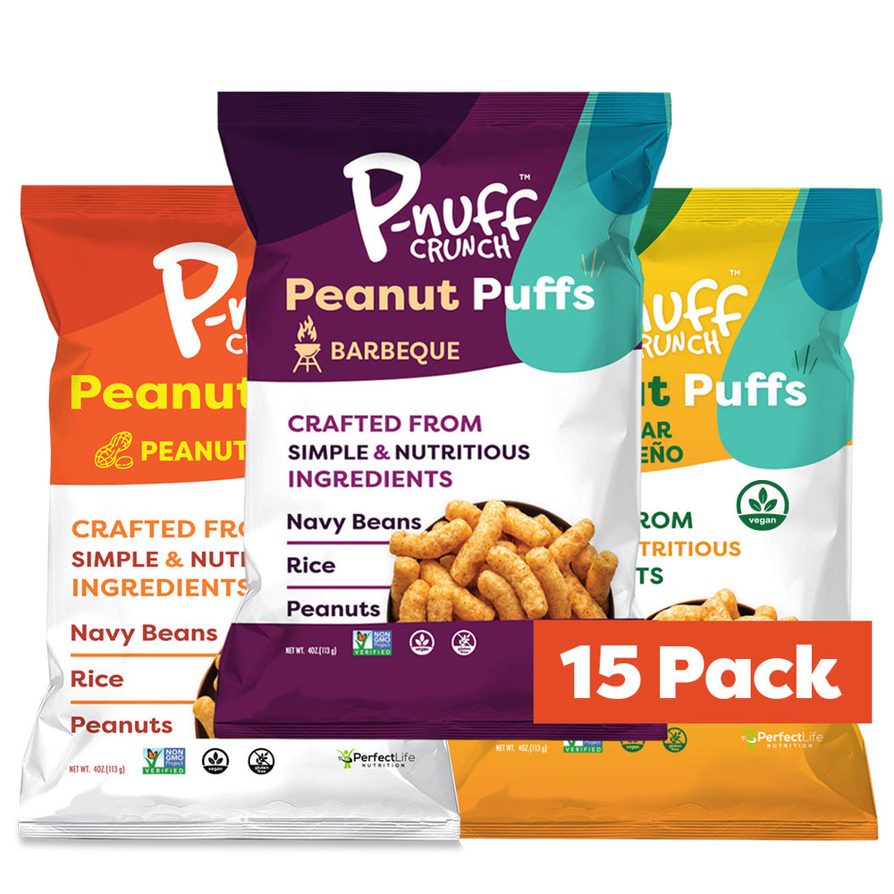 Savory Variety Flavor - Barbeque, Vegan Cheddar Jalapeño, and Roasted Peanut (Pack of 15)